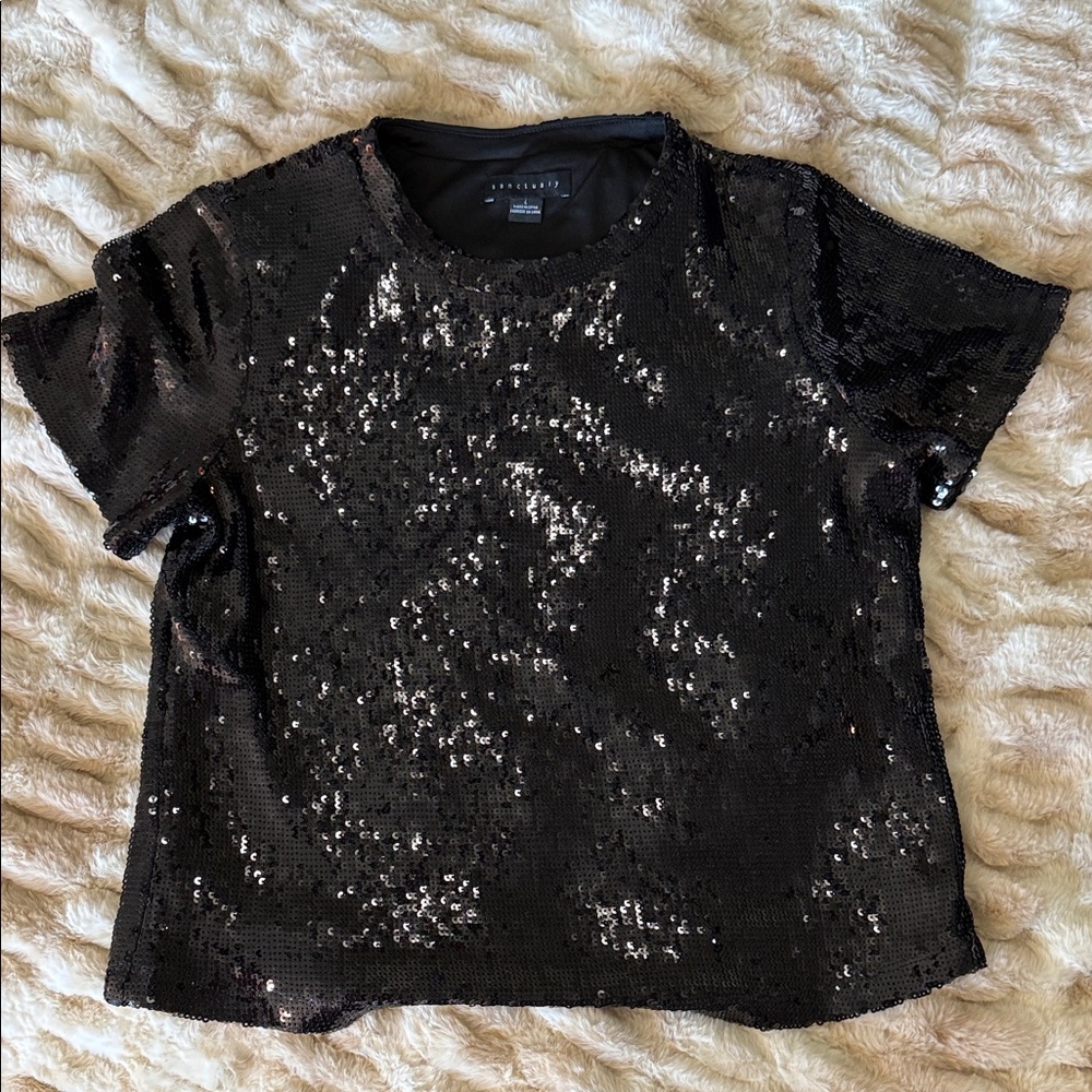 Sanctuary Black Sequin Short Sleeve Tee